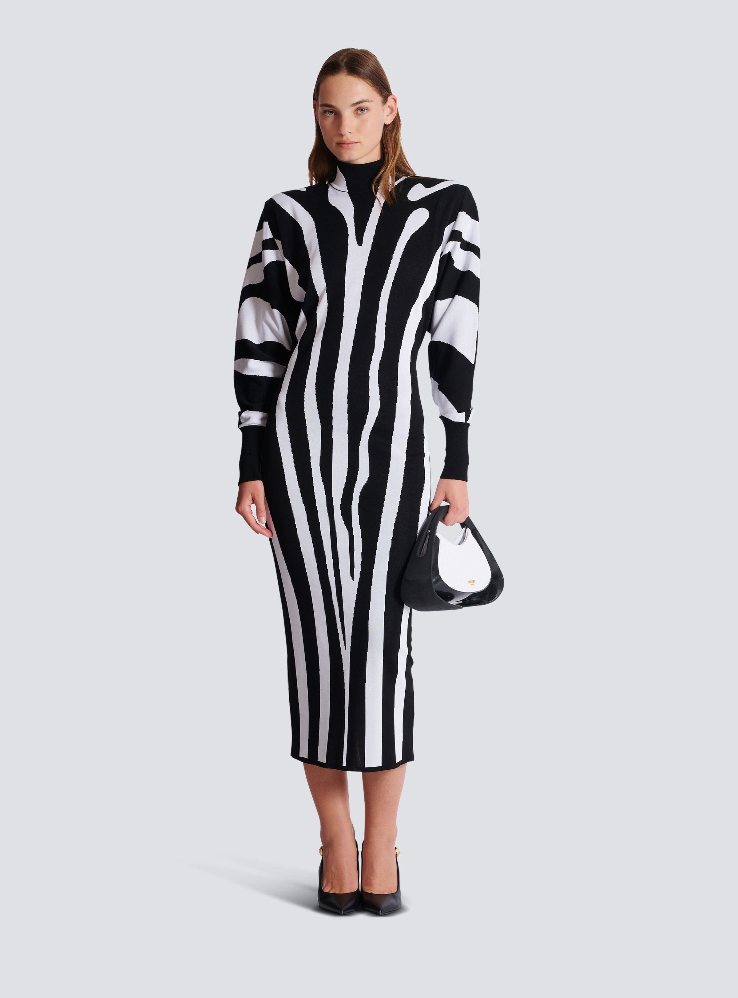 Long knit dress with zebra intarsia - 2