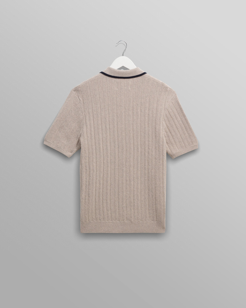 Bury - Natural Melange Stripe Zip Polo 8