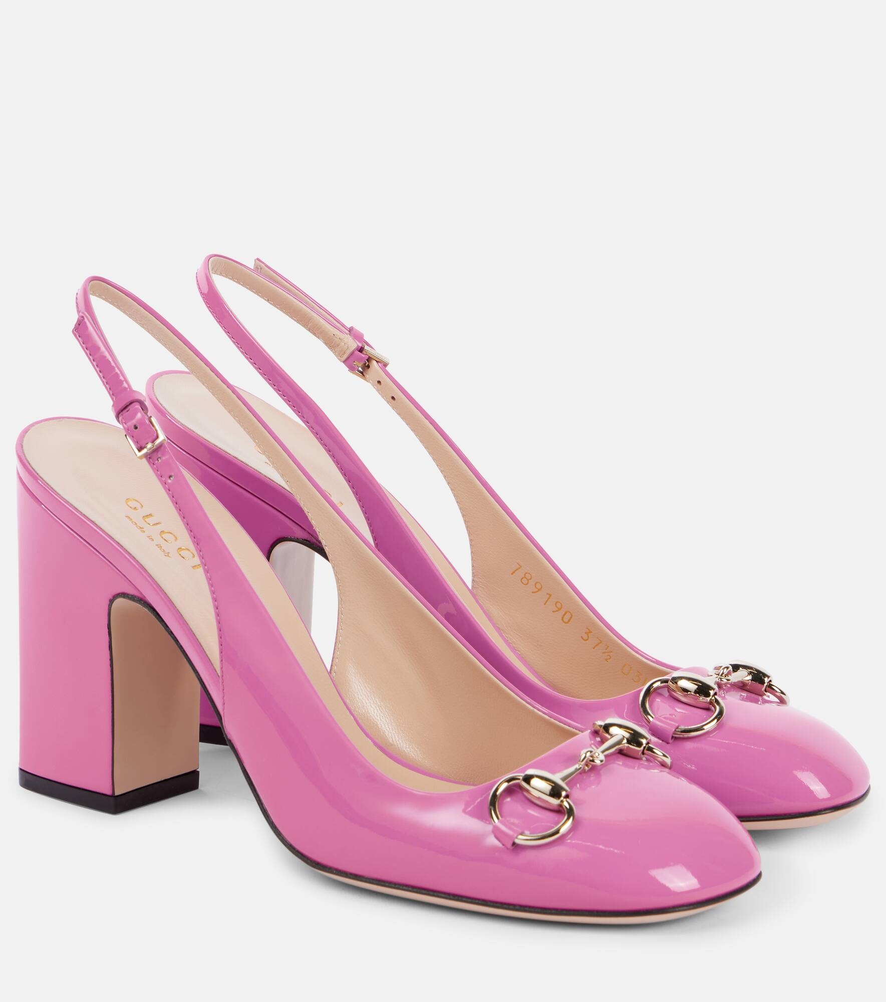 Horsebit patent leather slingback pumps - 1