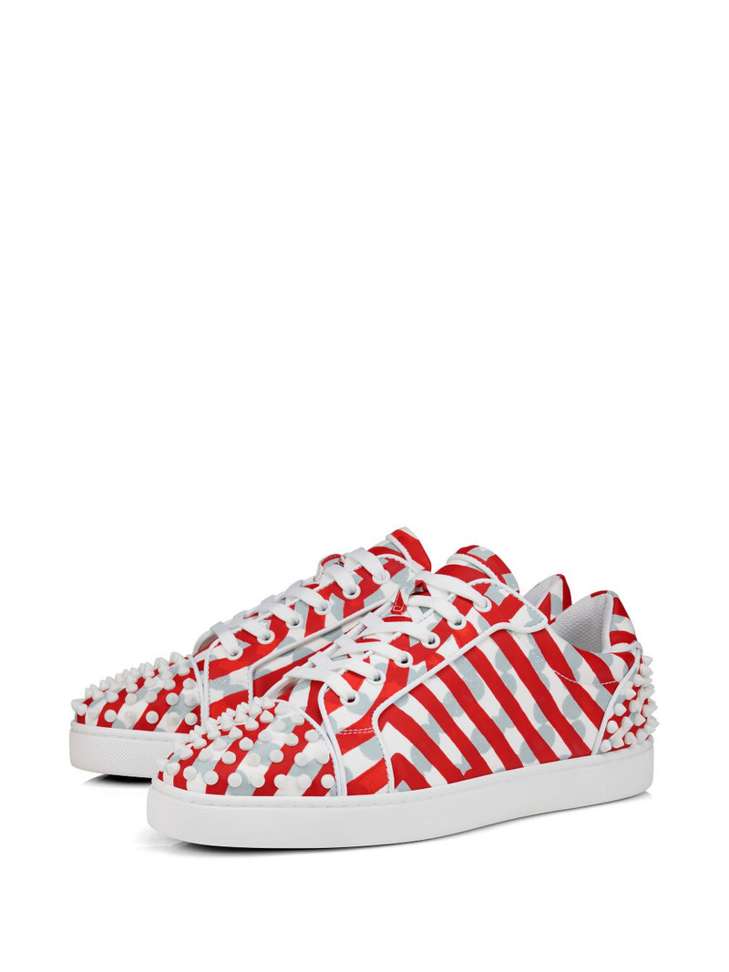 Christian Louboutin striped stud-embellished sneakers outlook