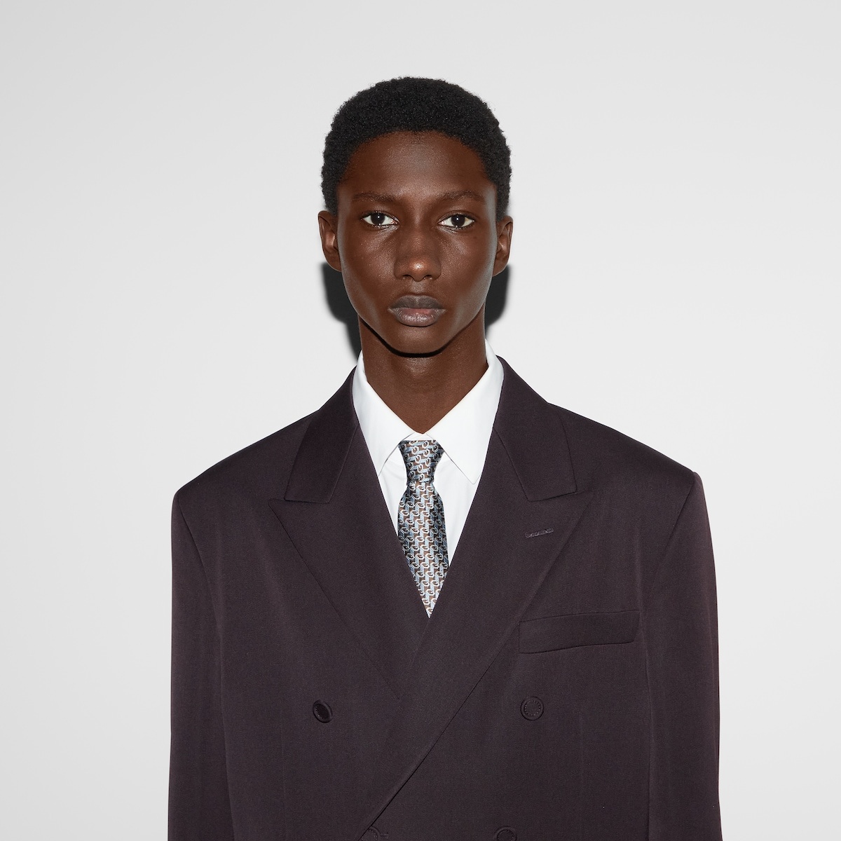 Geometric G silk jacquard tie - 3
