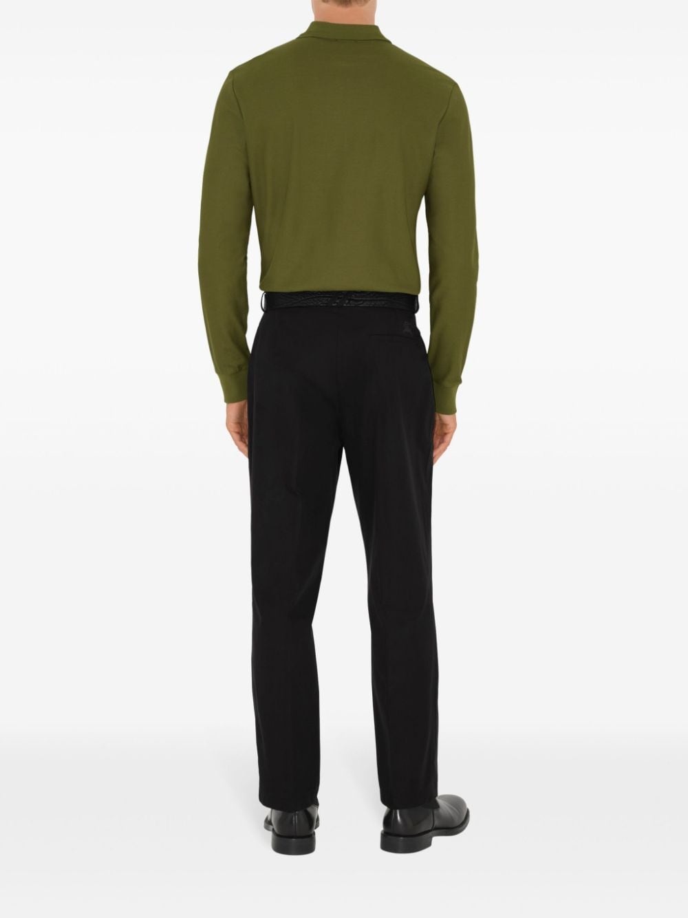 long-sleeve cotton polo shirt - 4