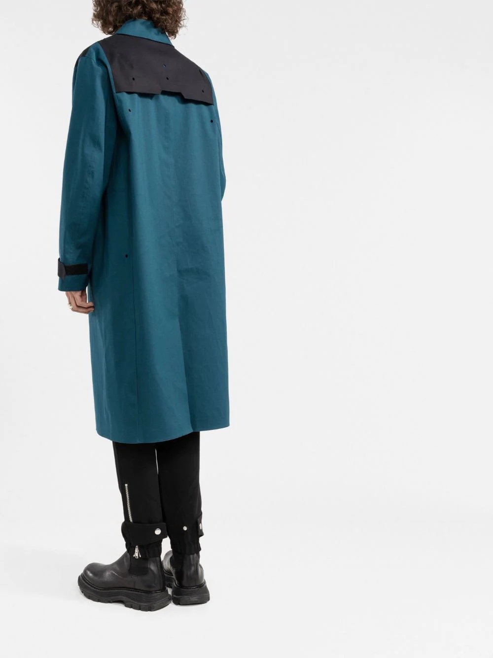 logo-badge longline trench coat - 4