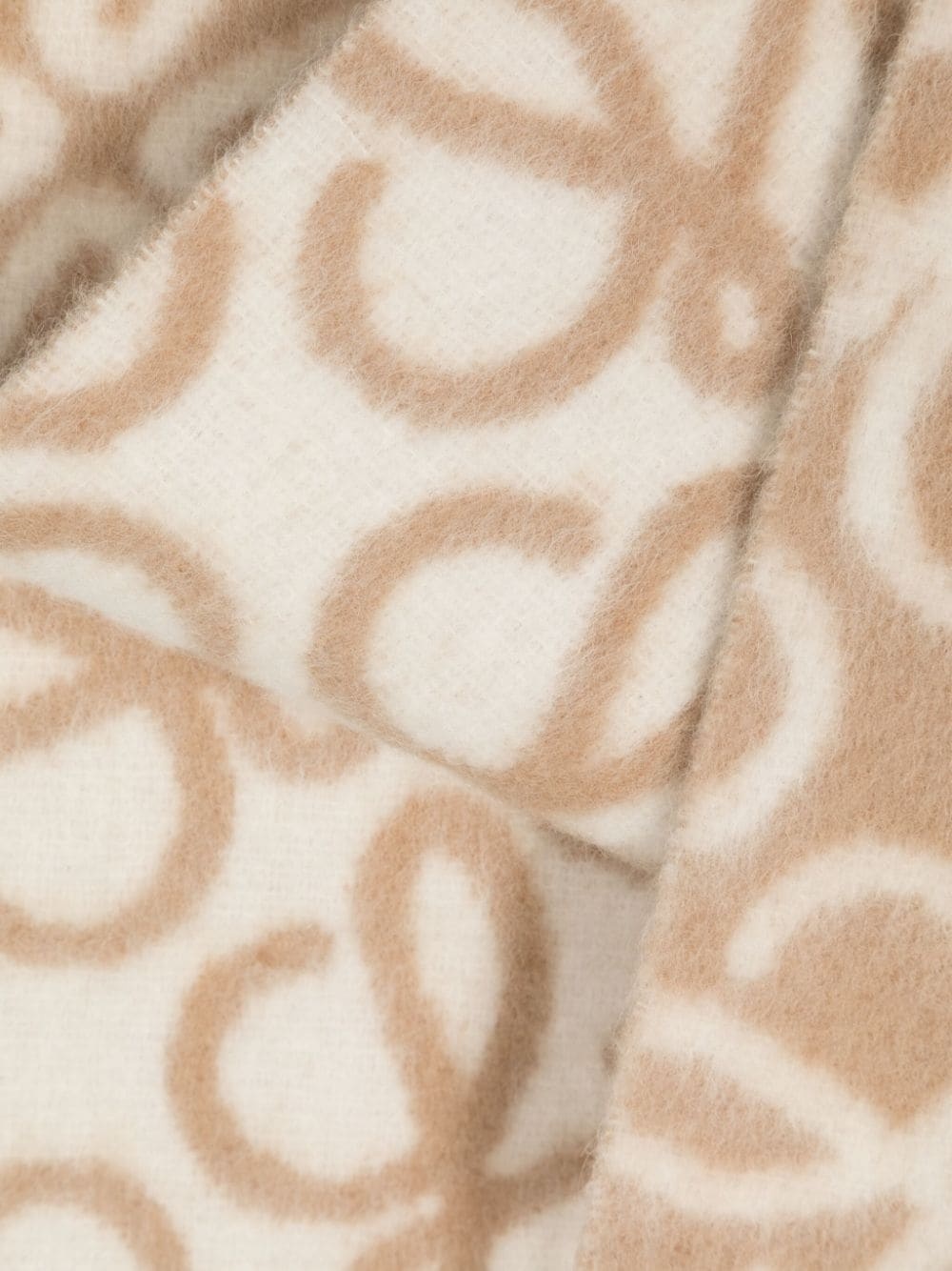Anagram-jacquard fringed scarf - 3