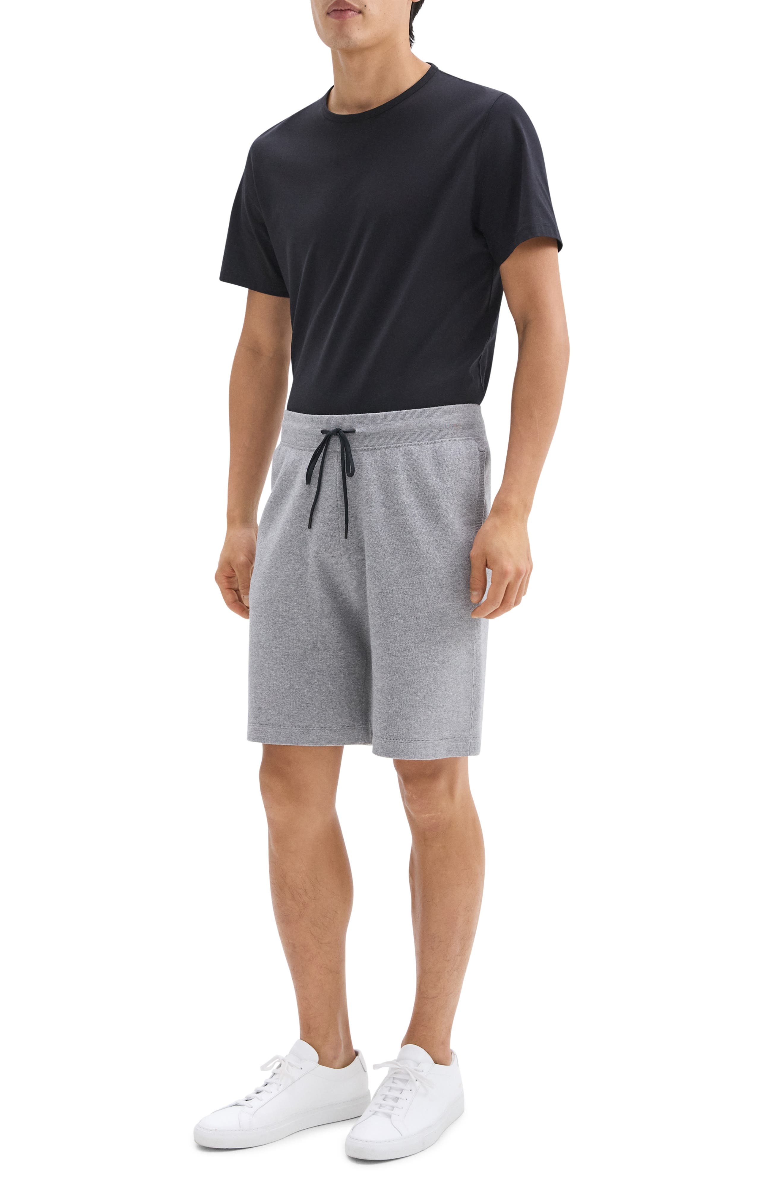 Theory Knit Drawstring Shorts in Melange Gray at Nordstrom - 7