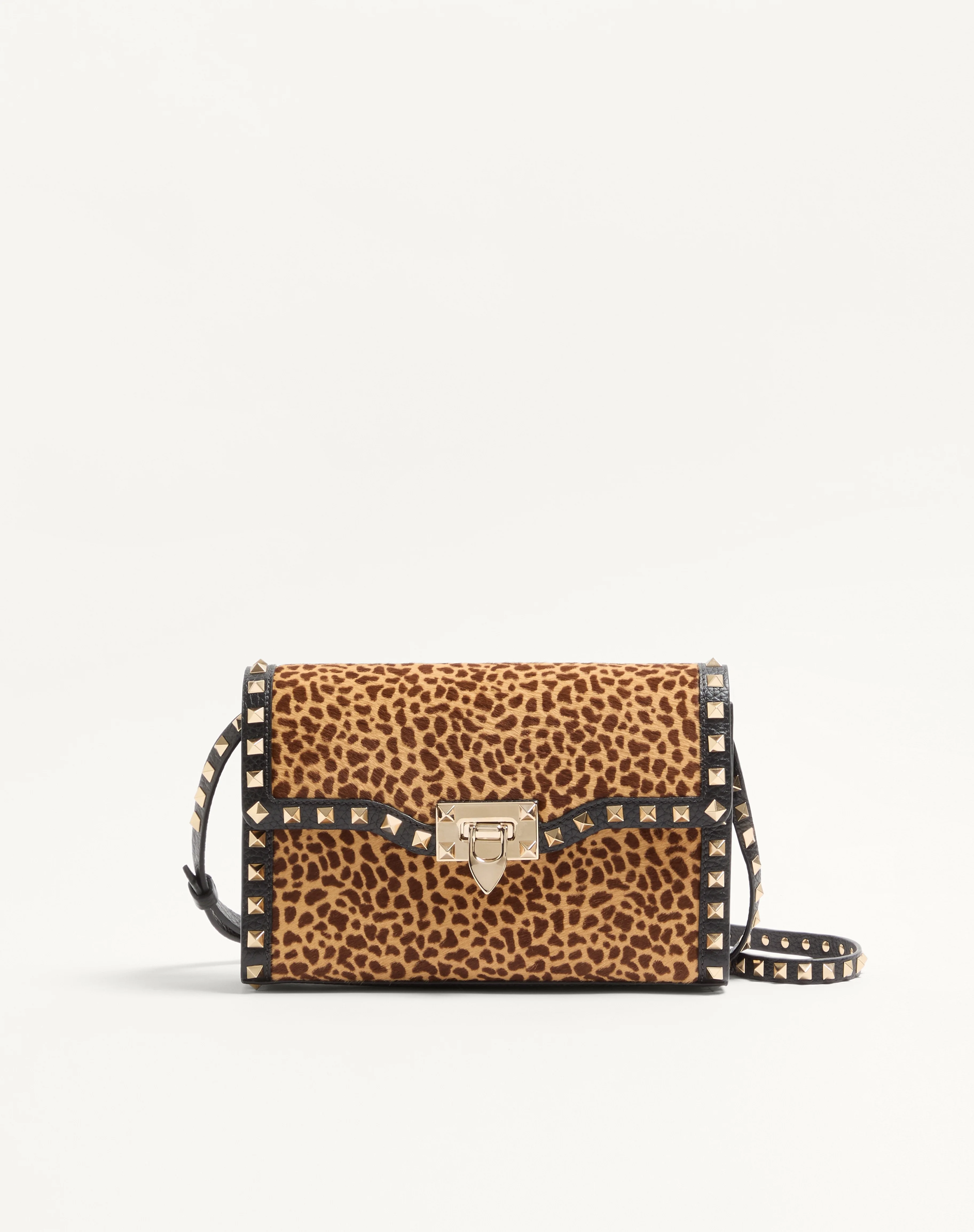 VALENTINO GARAVANI ROCKSTUD SMALL SHOULDER BAG IN PONY-EFFECT CALFSKIN WITH ANIMAL PRINT - 1