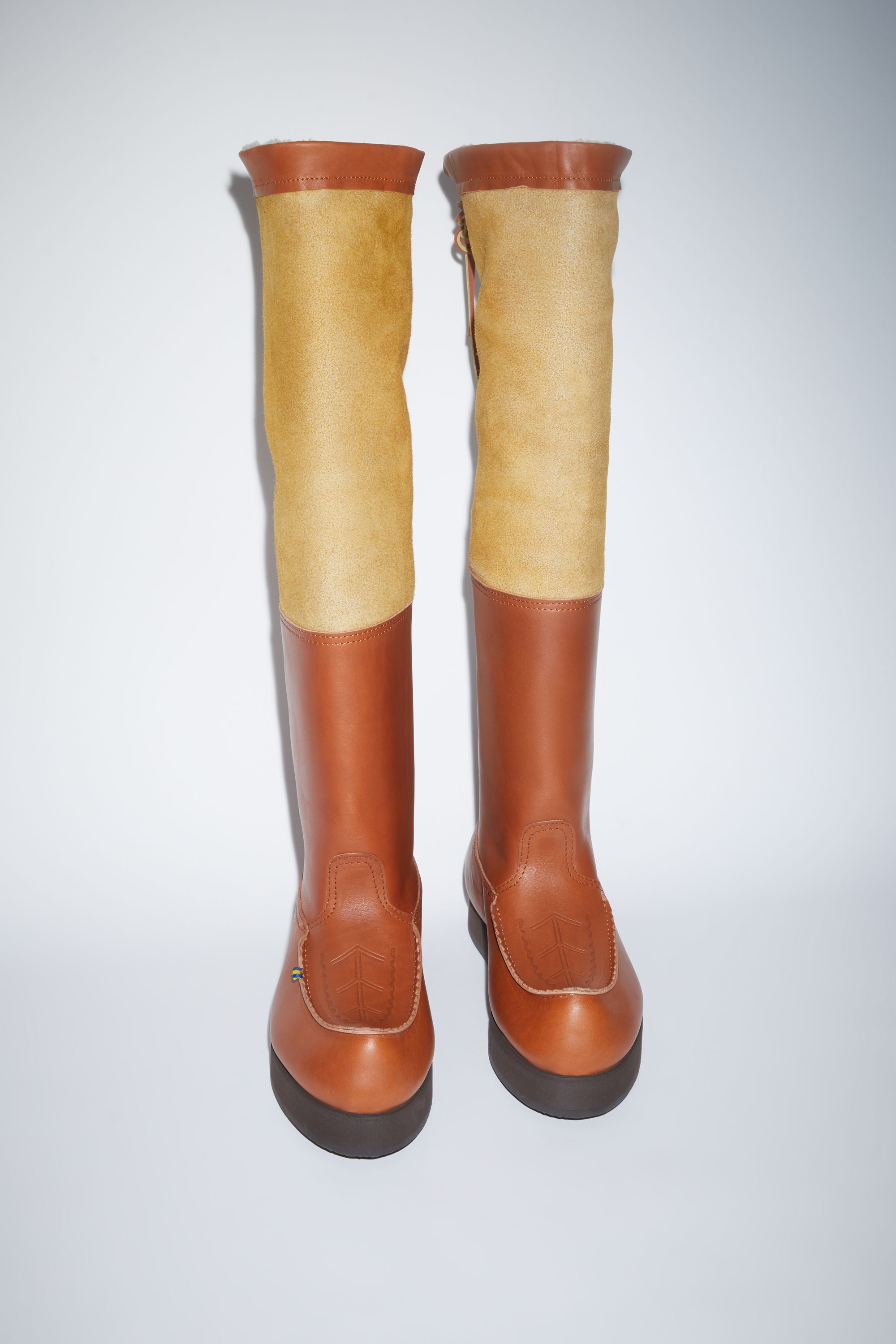 Leather boots reversible shearling - Cognac brown - 6