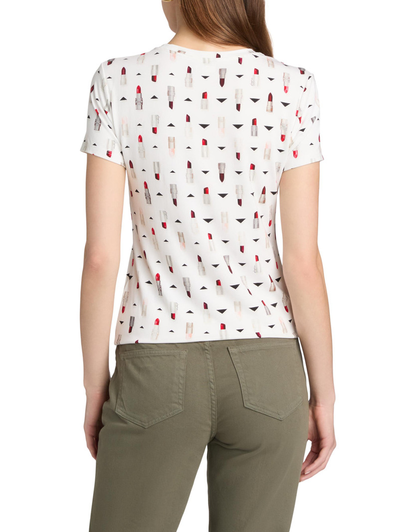 Women's Ressi Lipstick-Print T-Shirt - Ivory Lipstick Geometric 5