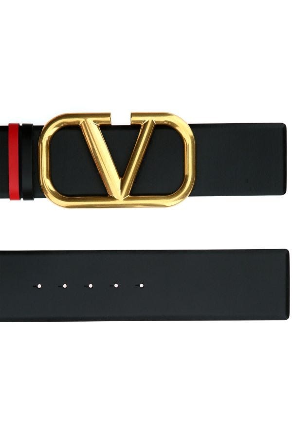 Valentino Garavani Woman Black Leather Vlogo Signature Reversible Belt - 2
