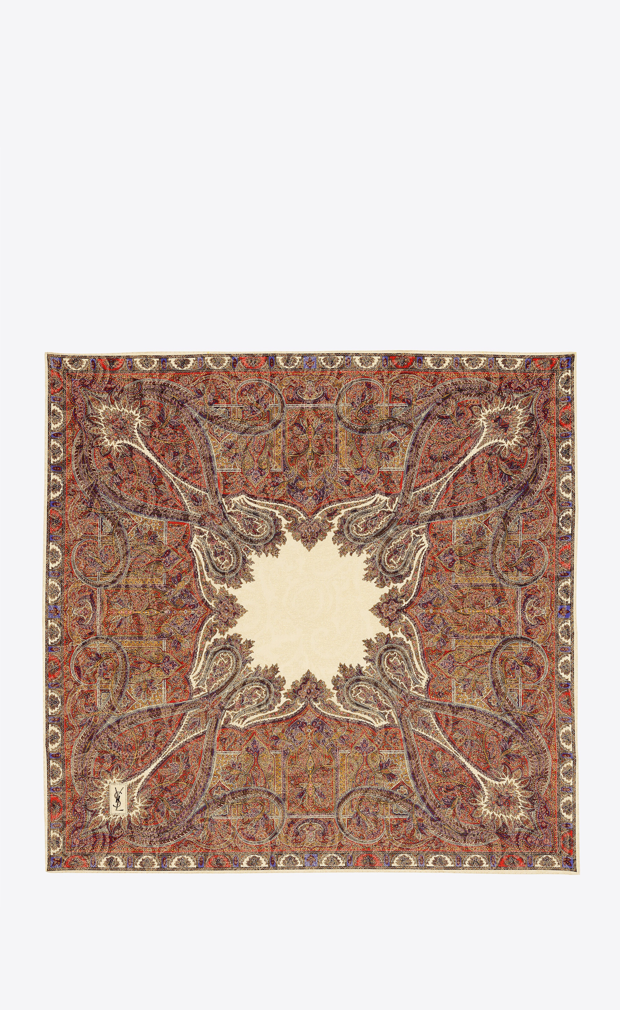 square scarf in vintage paisley jacquard - 2