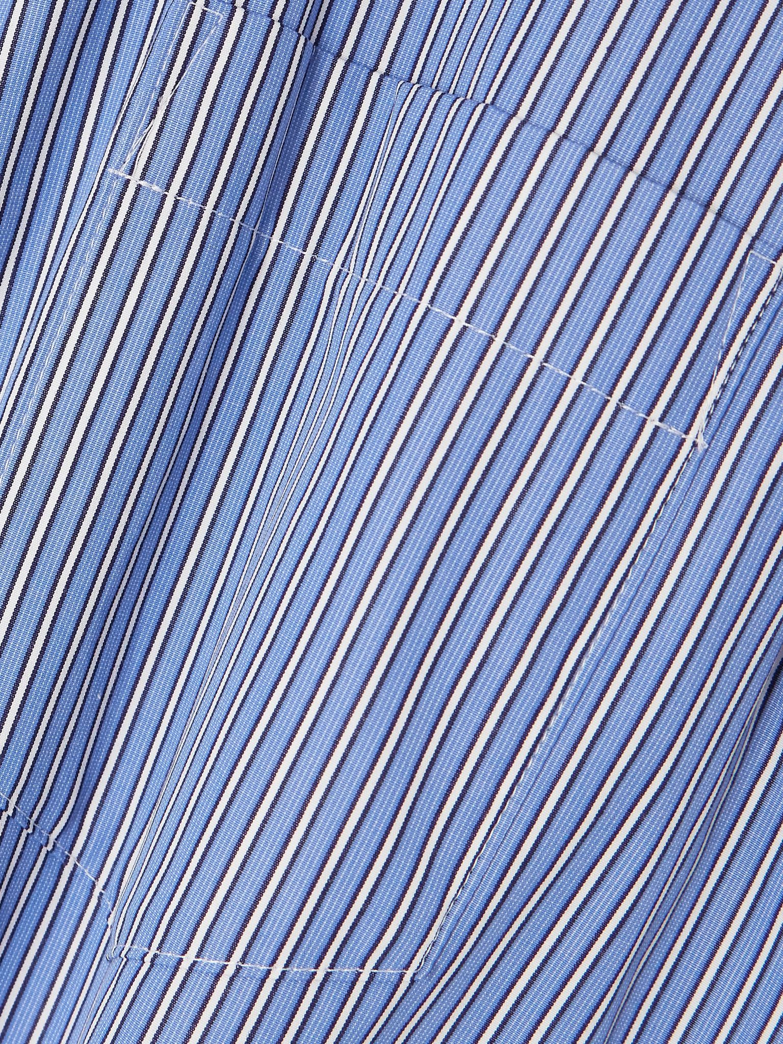 Striped paneled poplin shirt dress Blue - 4