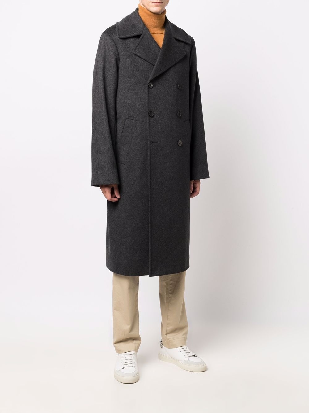 double-breasted wool-blend coat - 3