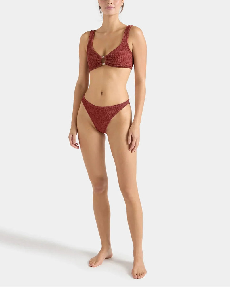 Hunza G JULIA WITH GOLD HOOP BIKINI METALLIC ROSEWOOD outlook