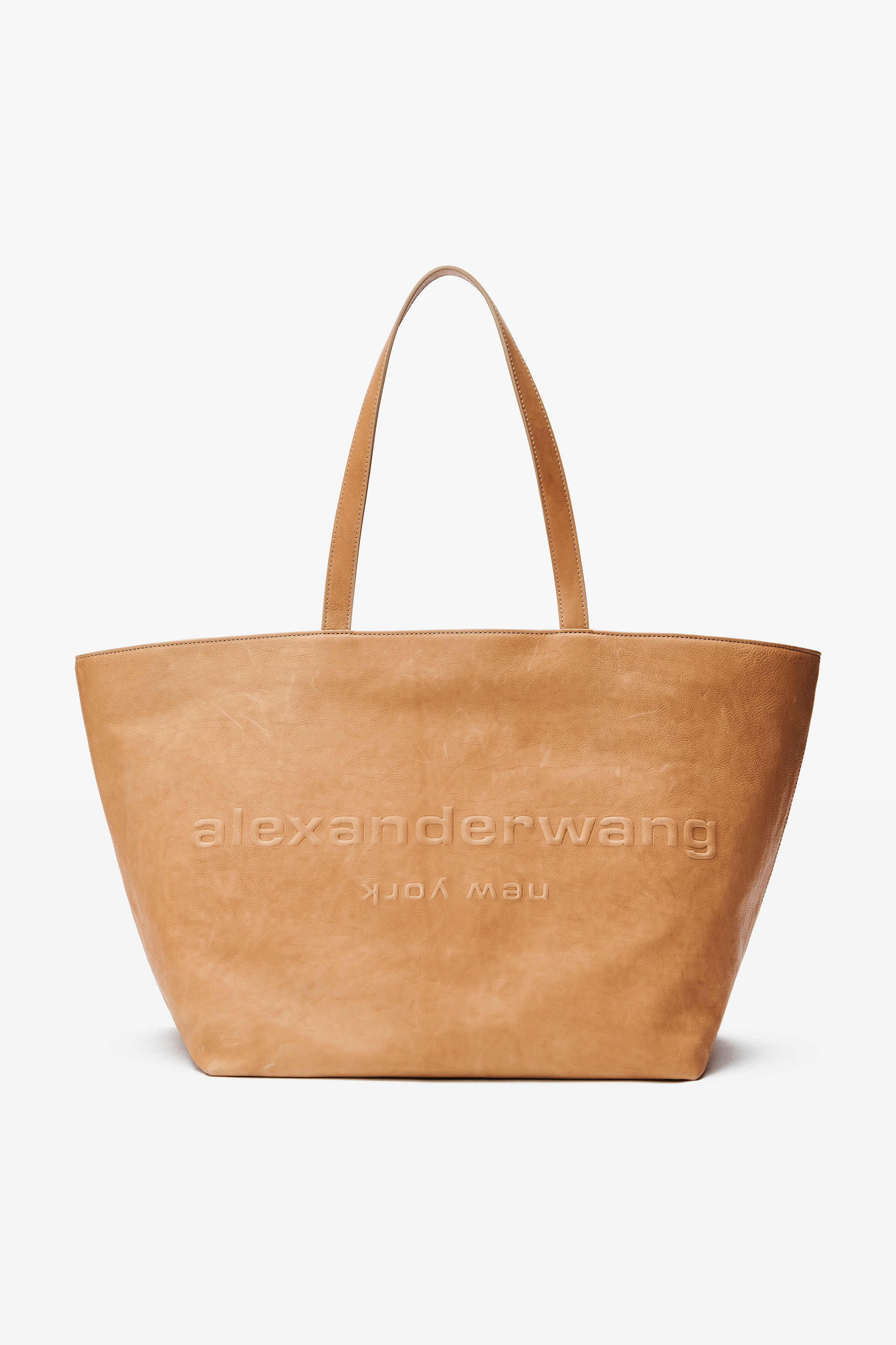 Beige Leather Punch Tote - 1
