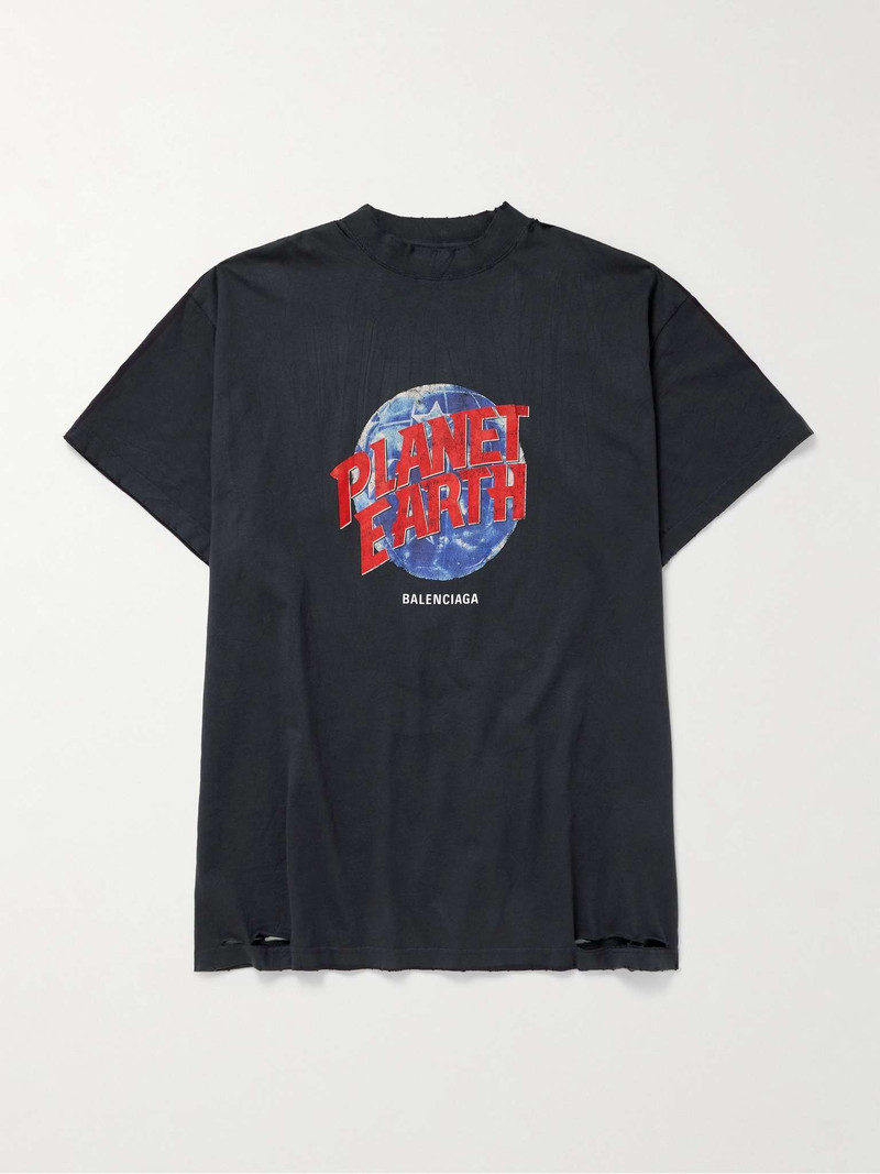 Distressed Printed Cotton-Jersey T-Shirt - 1