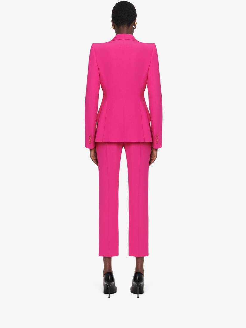 Women's Leaf Crepe Cigarette Trousers in Orchid Pink - 4