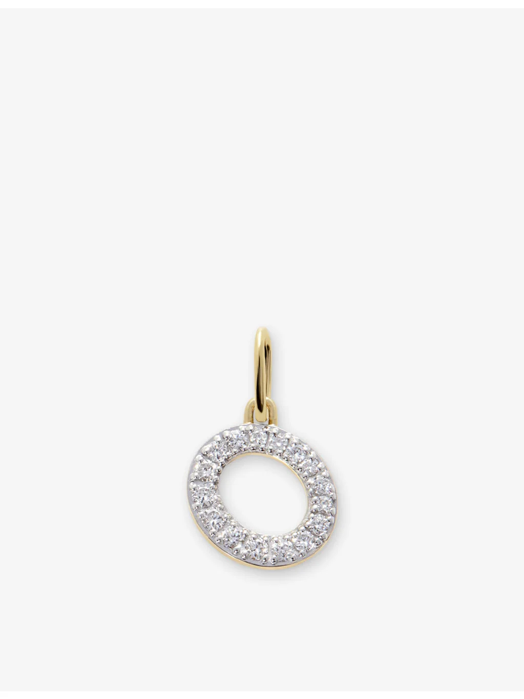 Initial O 14ct Yellow-Gold and Lab Grown Diamond Charm Pendant - 1