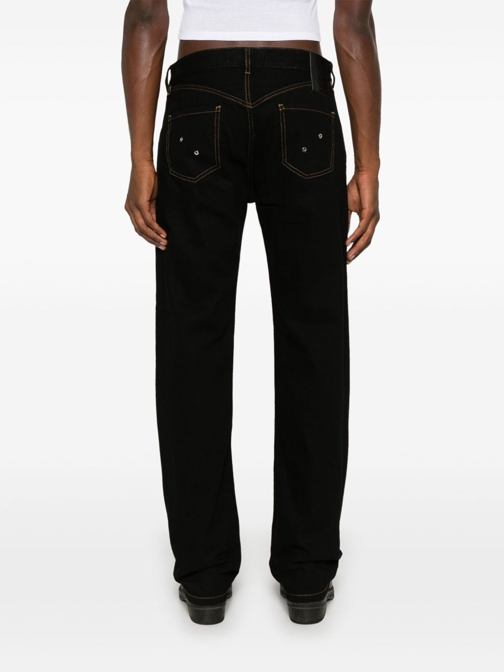straight-leg lace-up jeans - 4