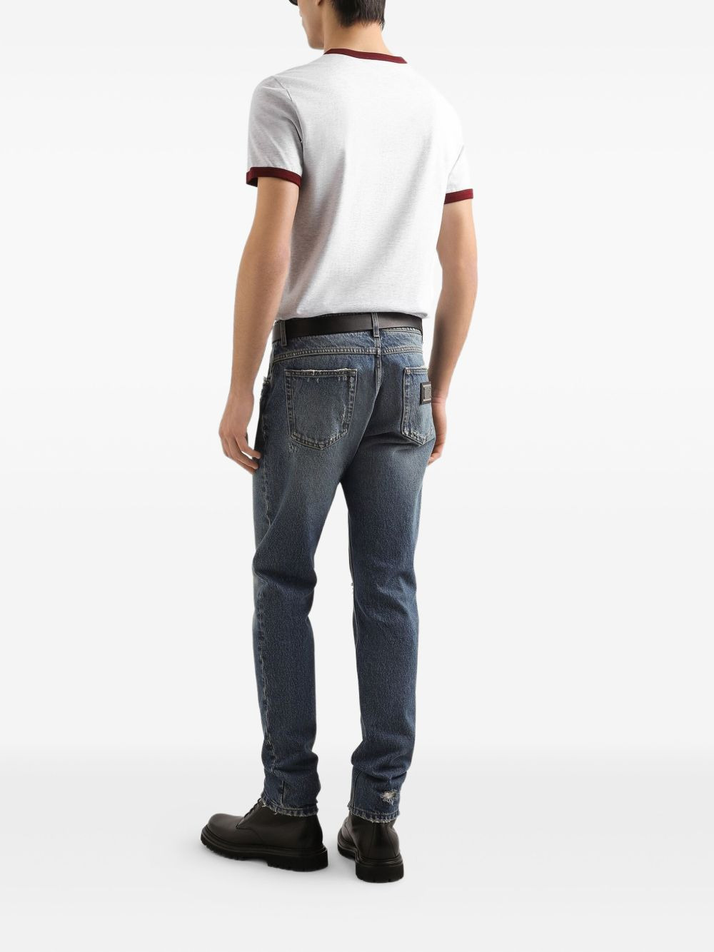 distressed logo-plaque jeans - 3