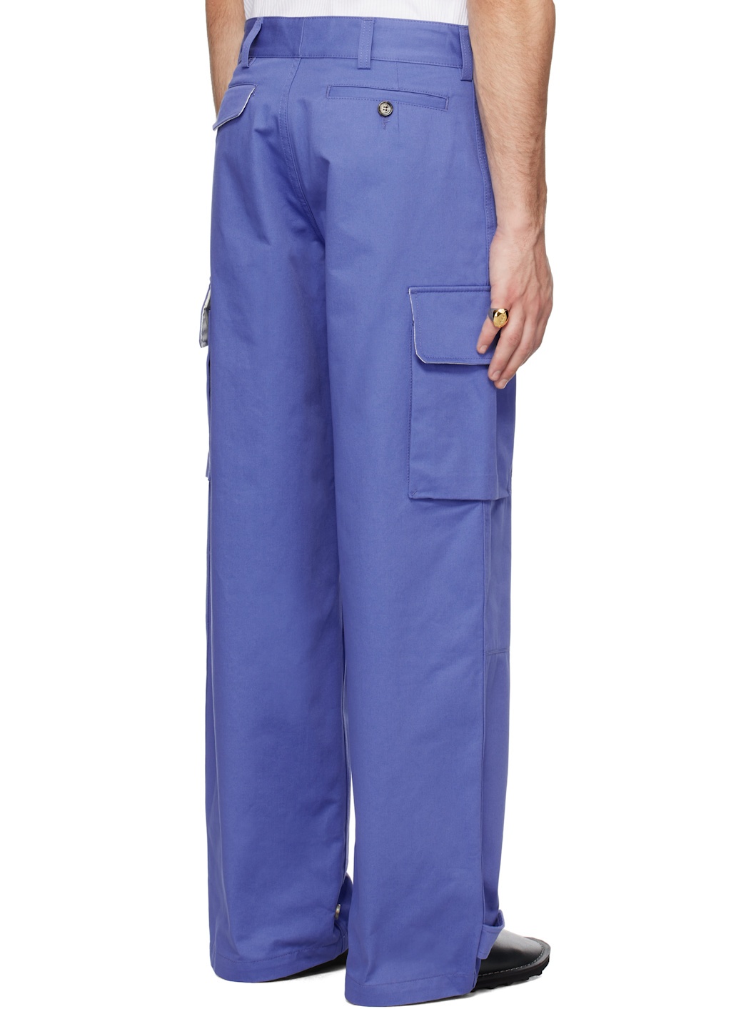 Blue Organic Cotton Cargo Pants - 3