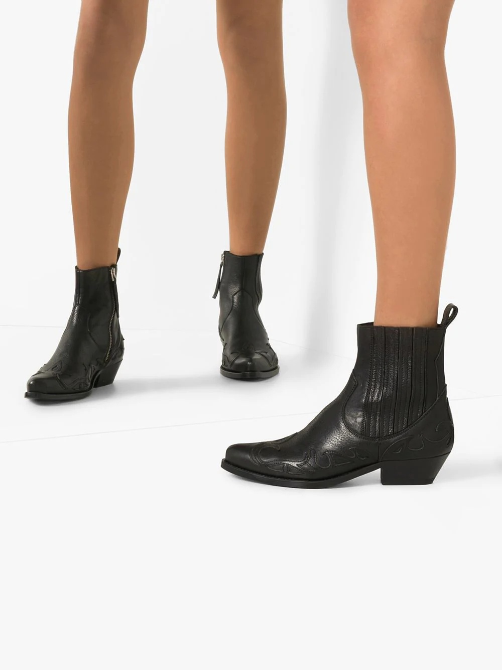 black Santiago 44 Western ankle boots - 3