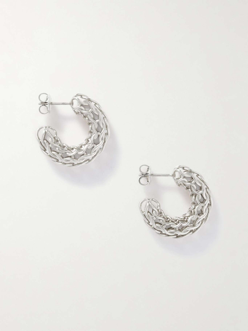 Crochet silver hoop earrings - 1