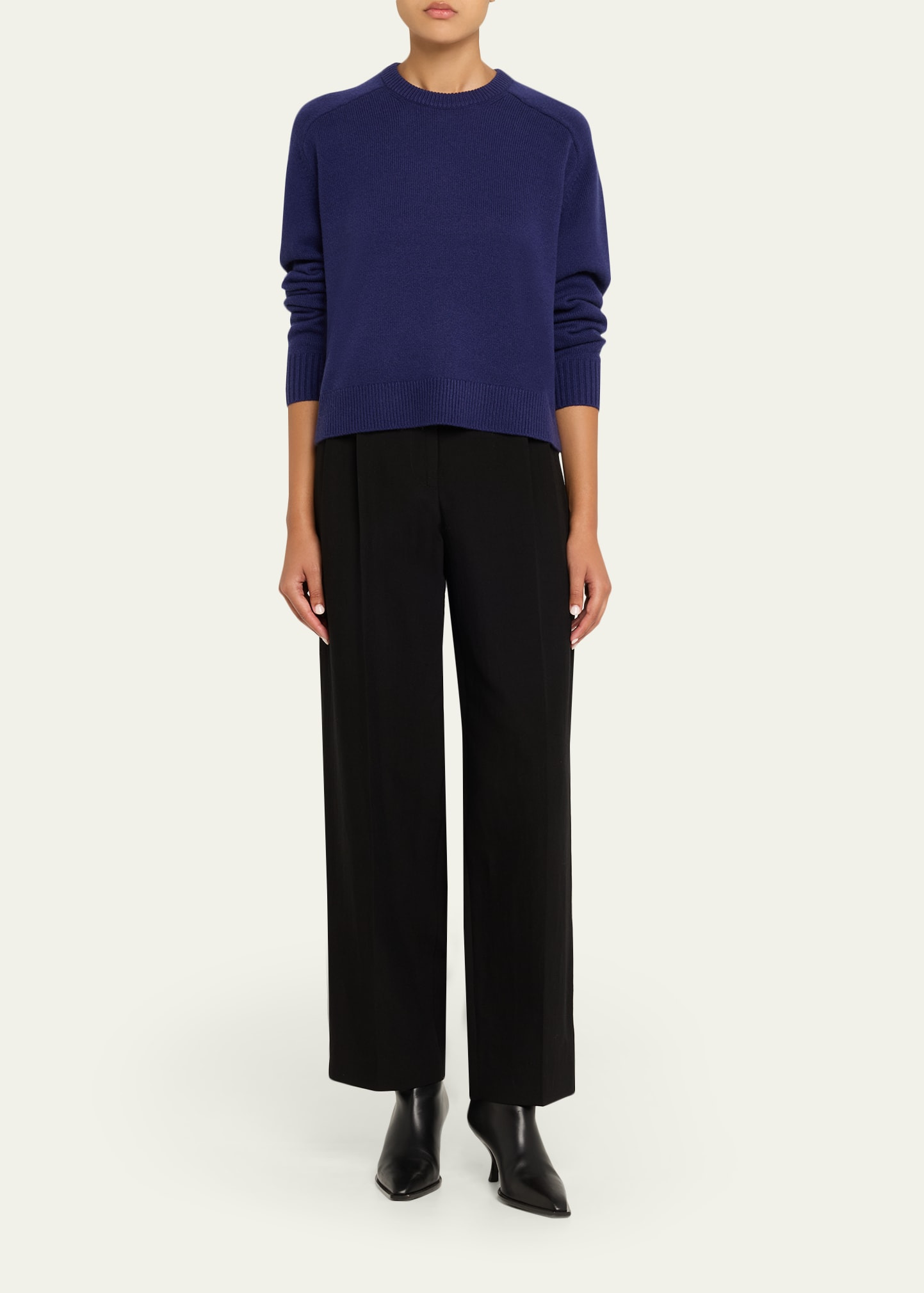 Cashmere Cropped Crewneck Sweater - 2