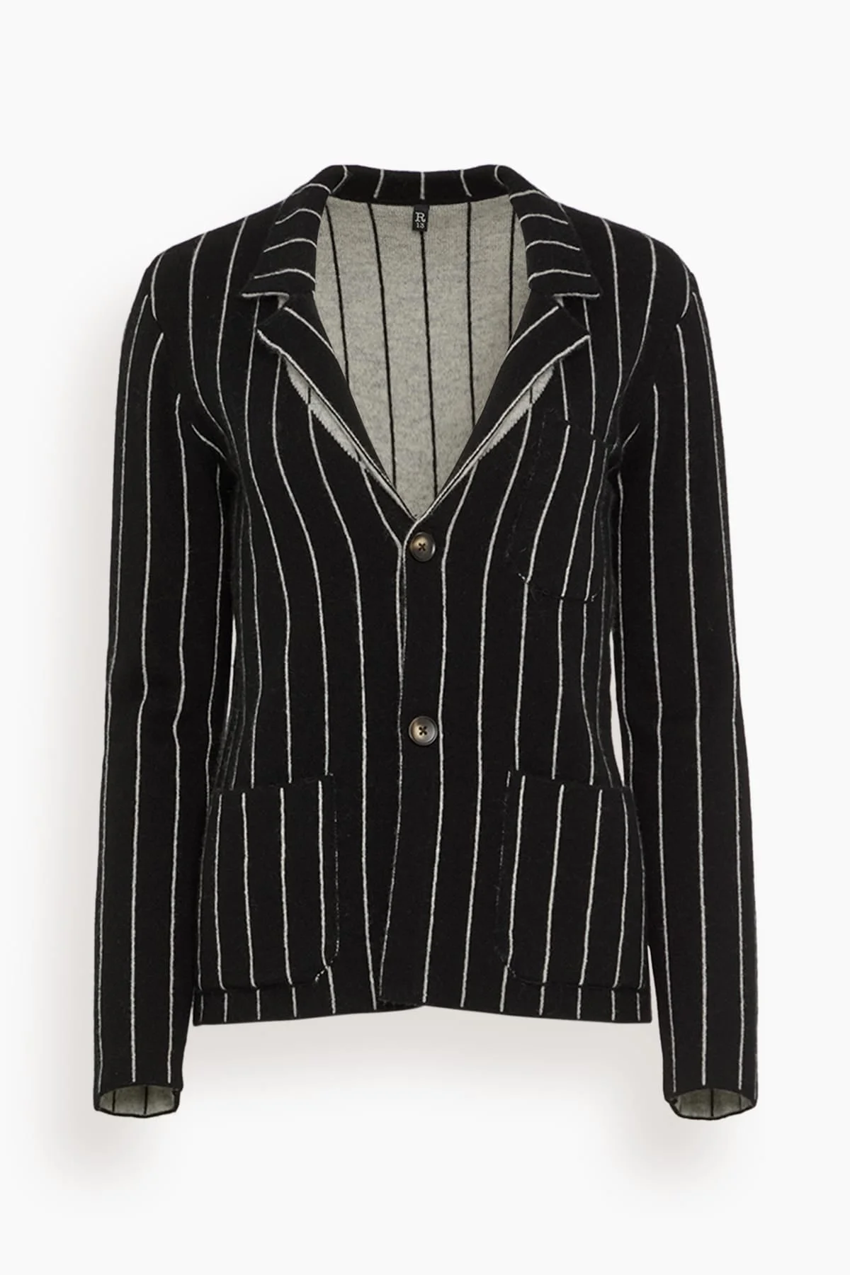 Super Shrunken Sweater Blazer in Black and White Stripe - 1