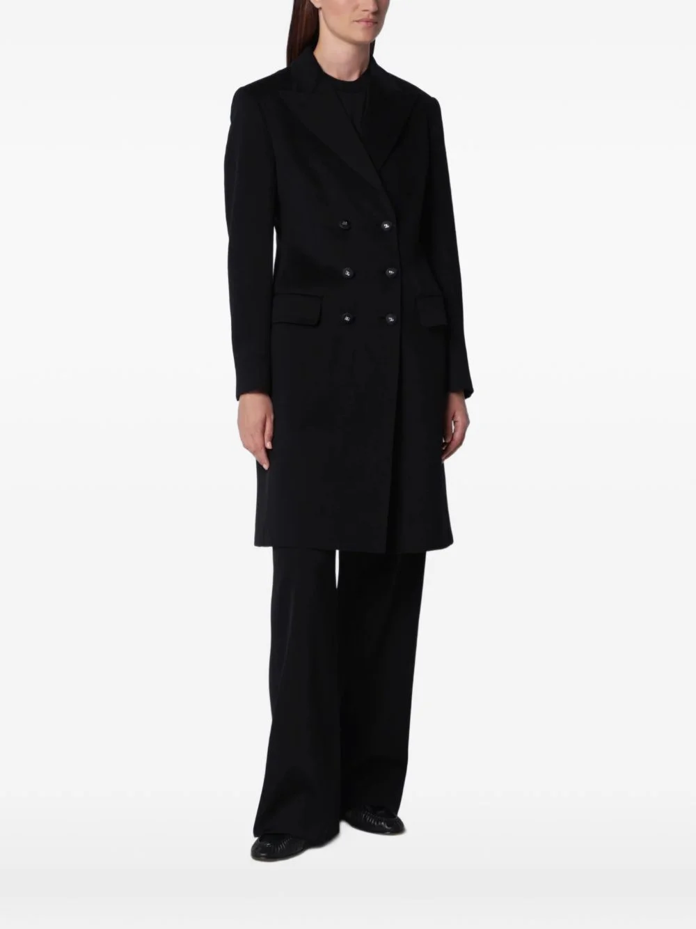 double-breasted wool coat - 1