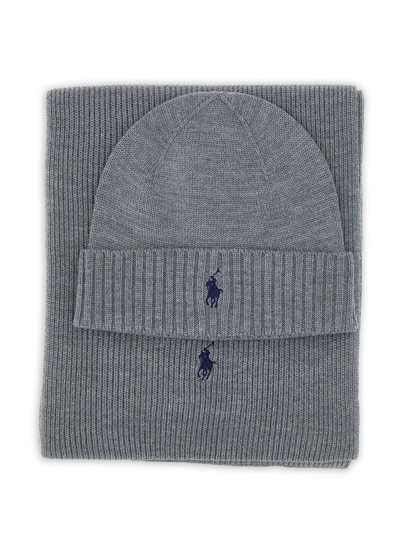 ribbed-knit beanie set 1