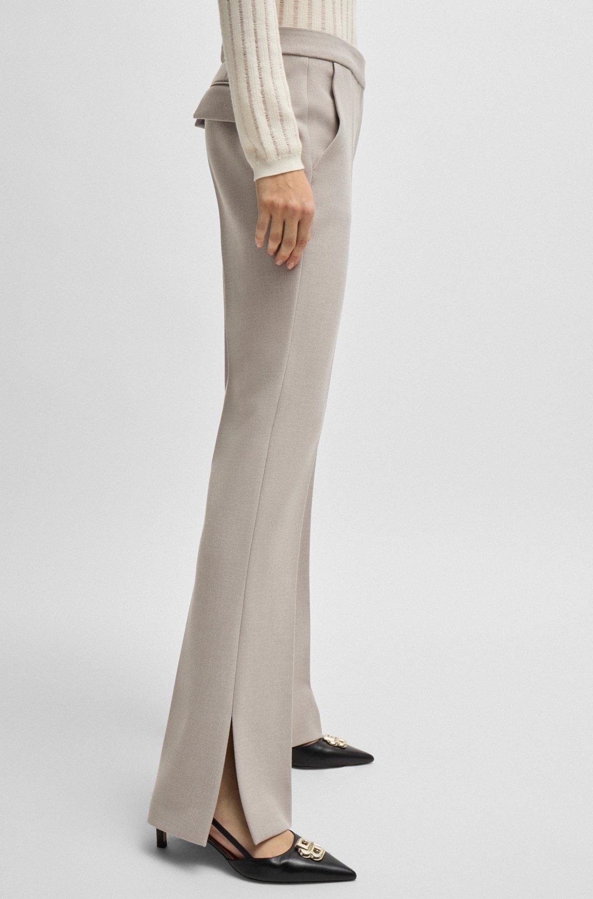 HIGH-WAISTED TROUSERS WITH FLARED LEG - 5