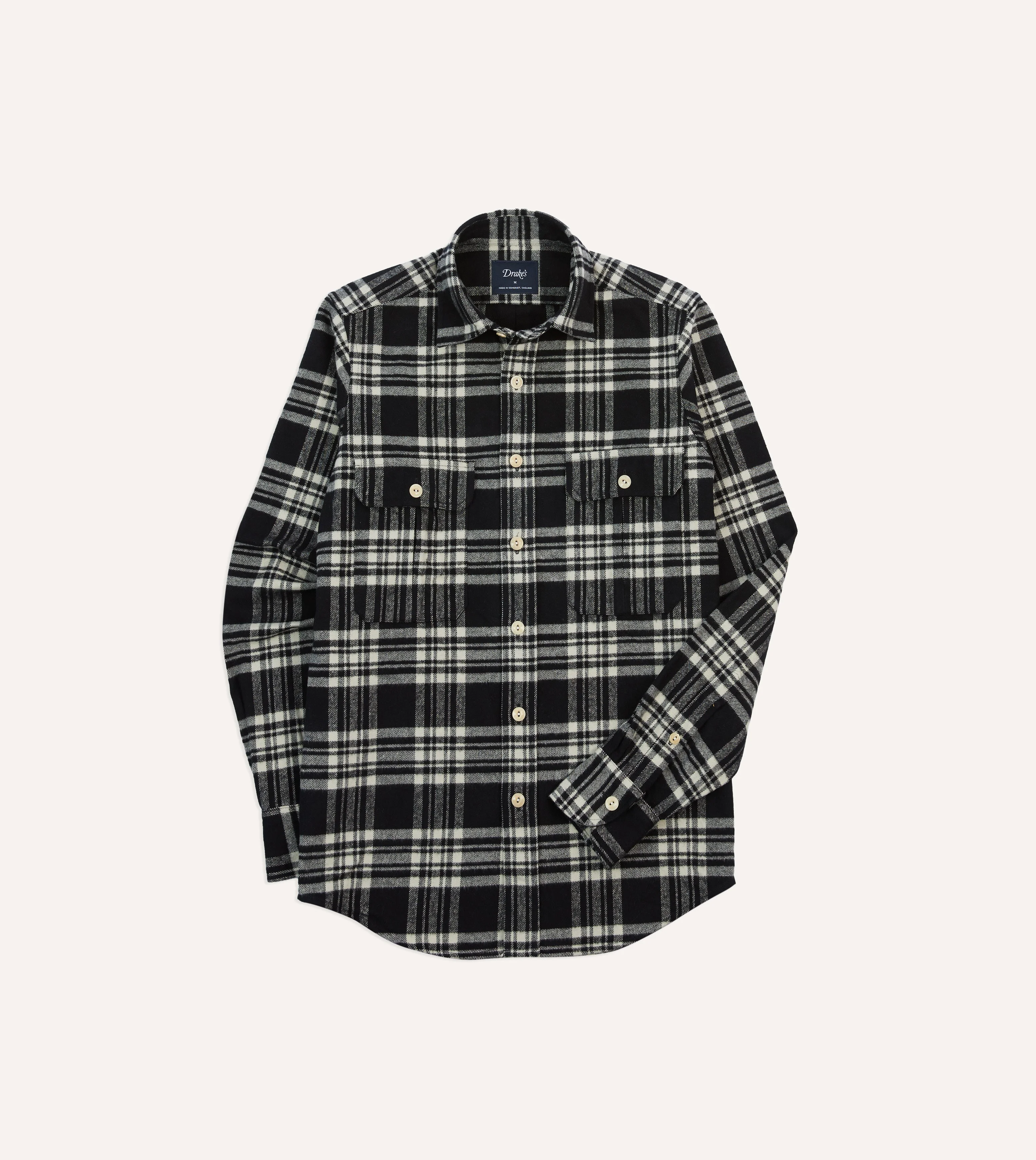 Black Check Cotton Two-Pocket Work Shirt - 1