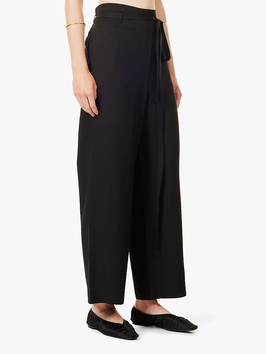 Wide-leg high-rise woven trousers - 3