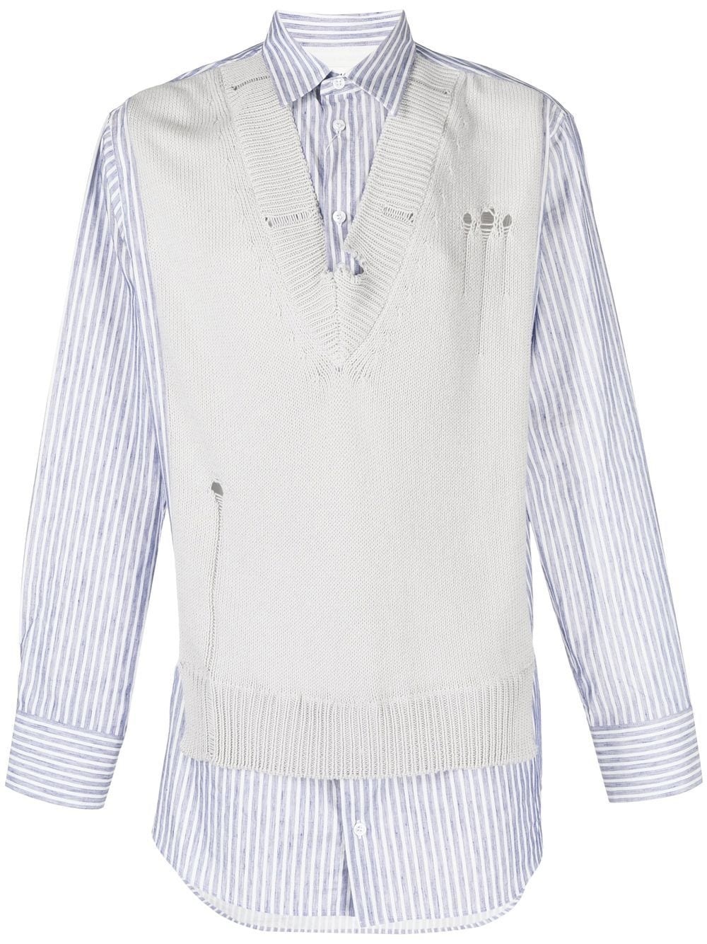 destroyed spliced knit shirt - 1