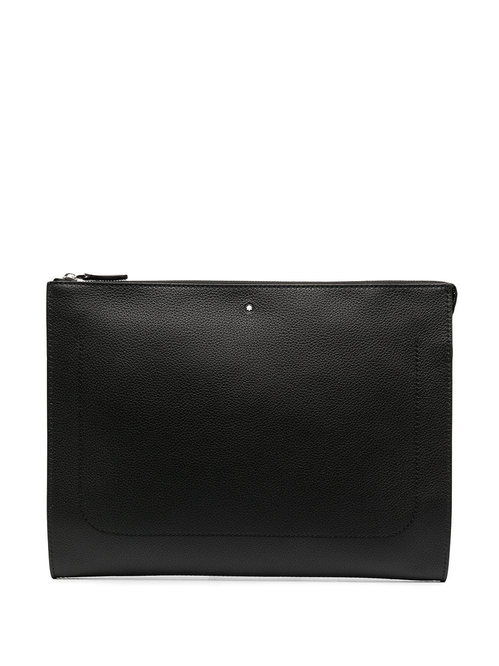 grained-effect leather clutch - 1