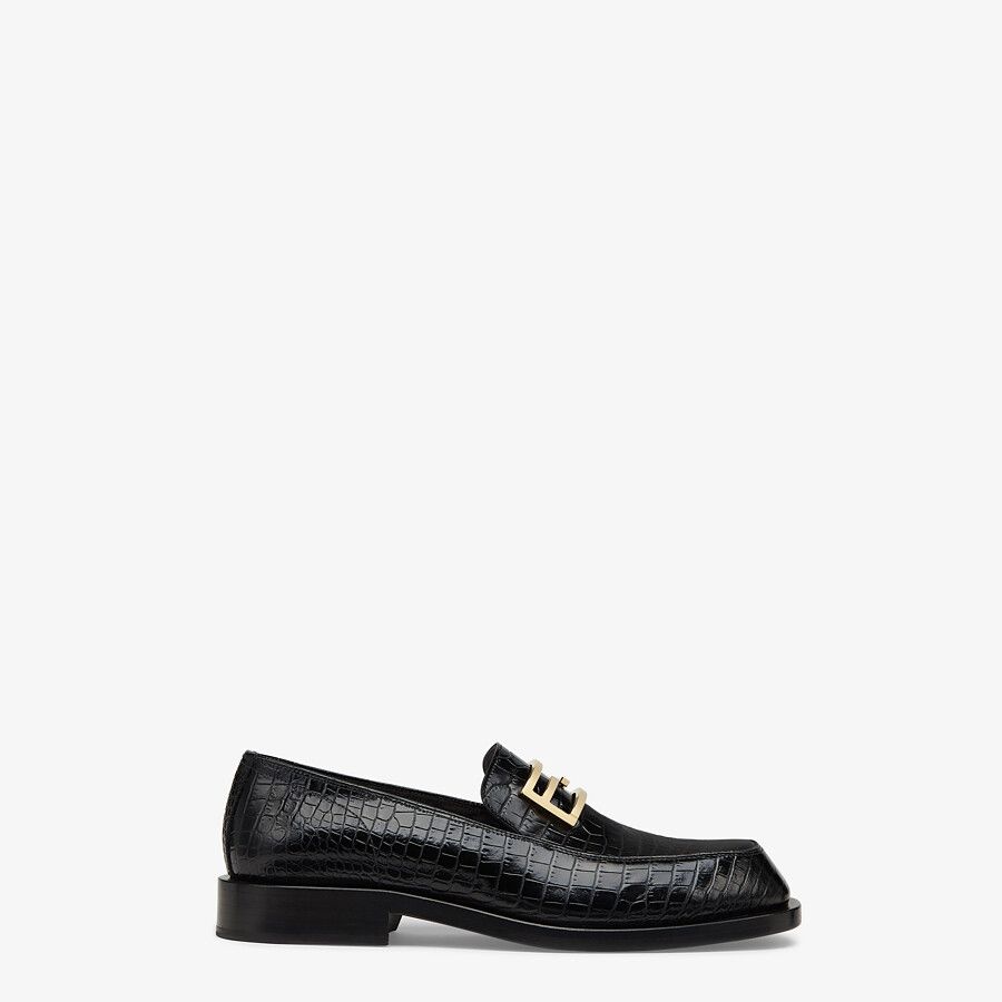 Black leather loafers - 1