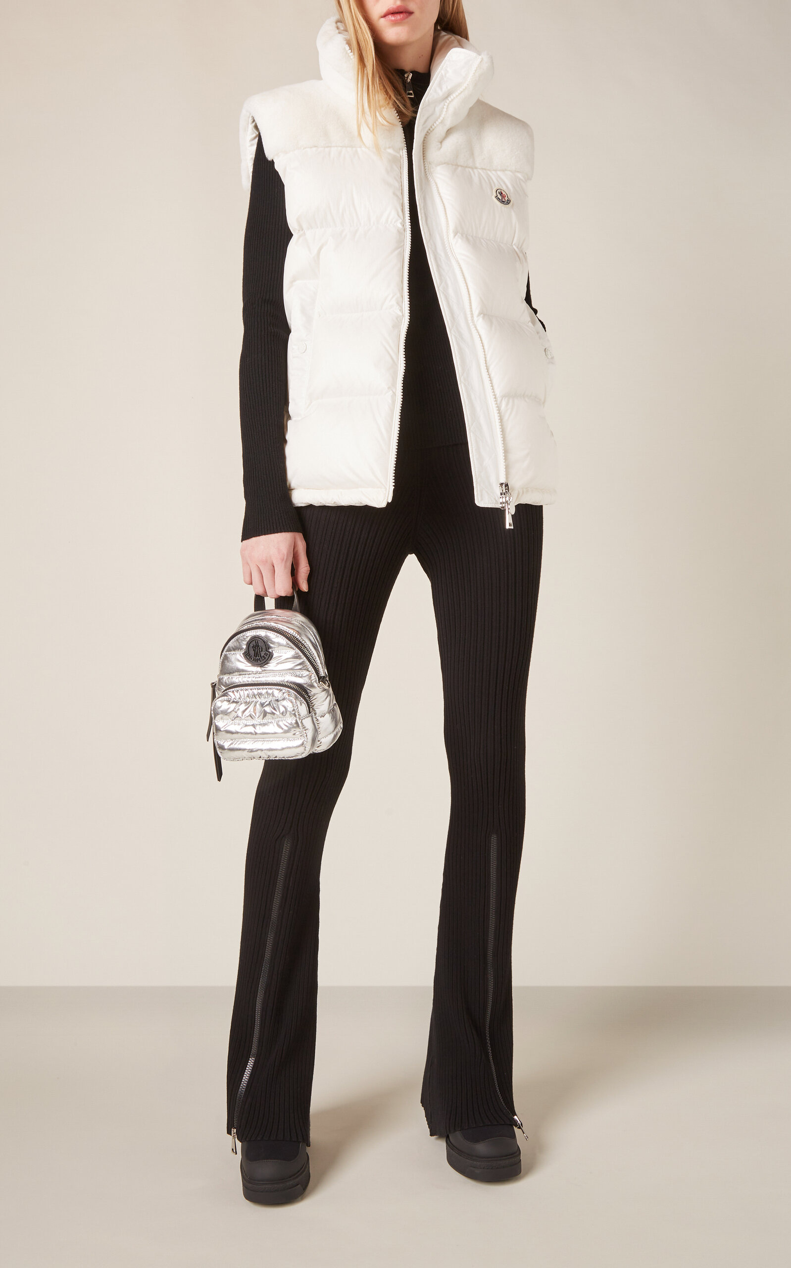 Zipped Flared-Leg Knit Ski Pants black - 2