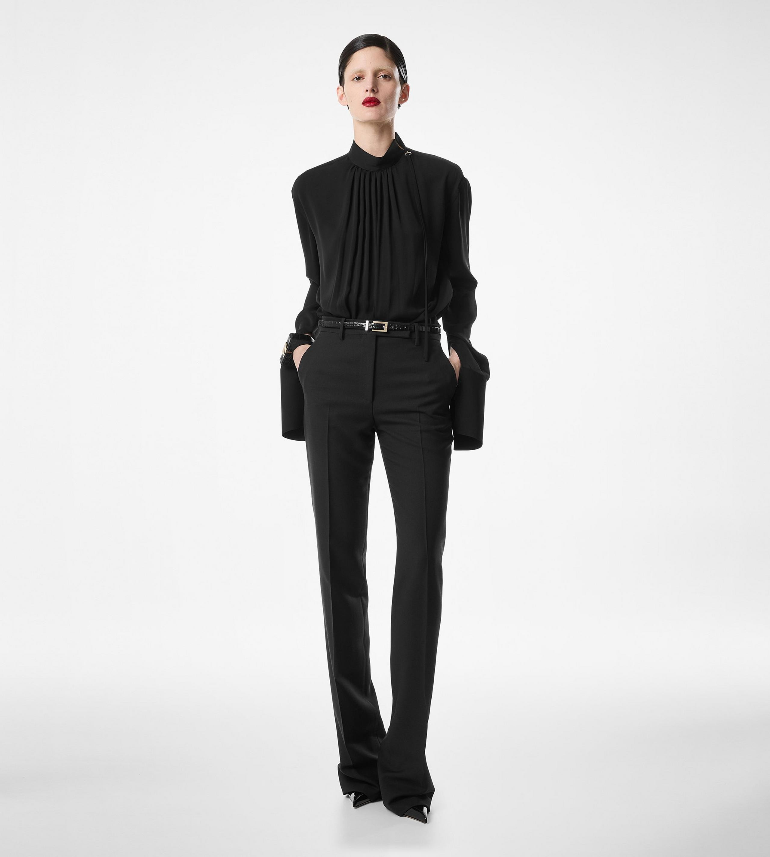 WASHED SILK GEORGETTE LONG SLEEVE BLOUSE - 3