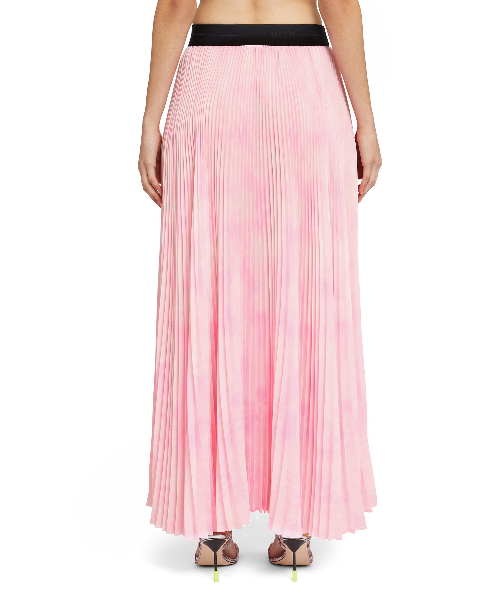 Crepe de chine pleated long skirt - 3