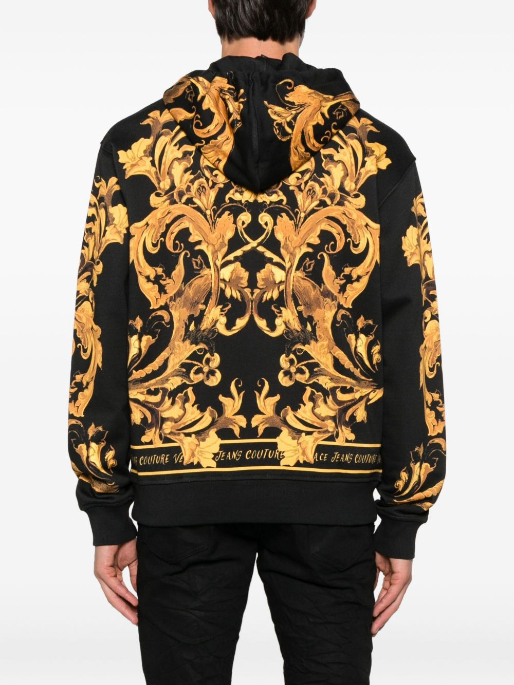 baroque-print zip-up hoodie - 4