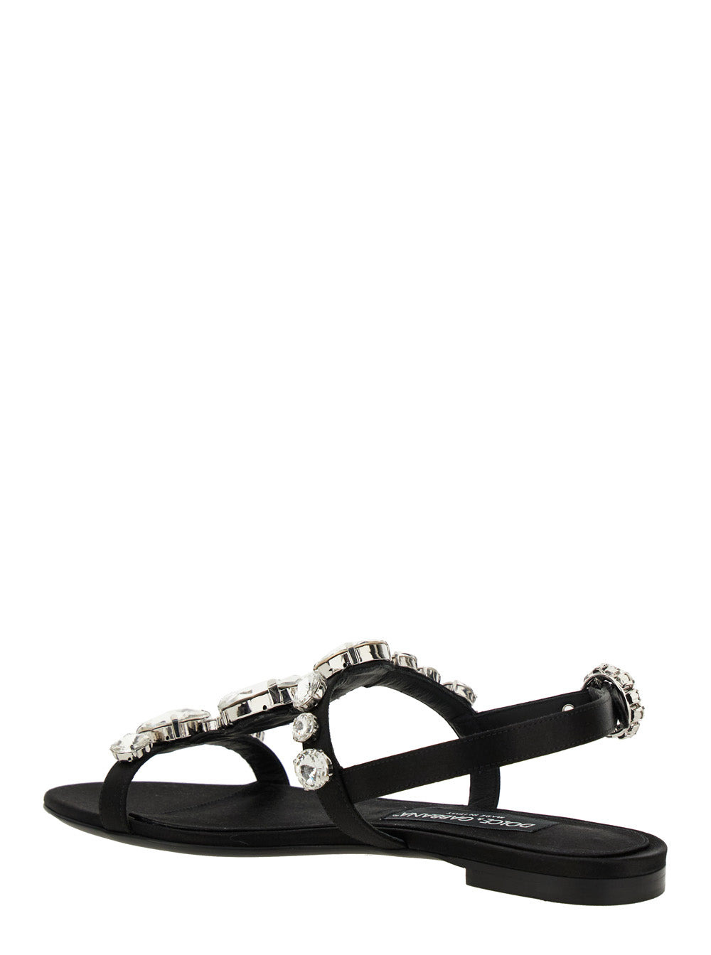 Dolce & Gabbana Women Black Sandals With Embroidered Stones Decorations In Satin Woman - 3