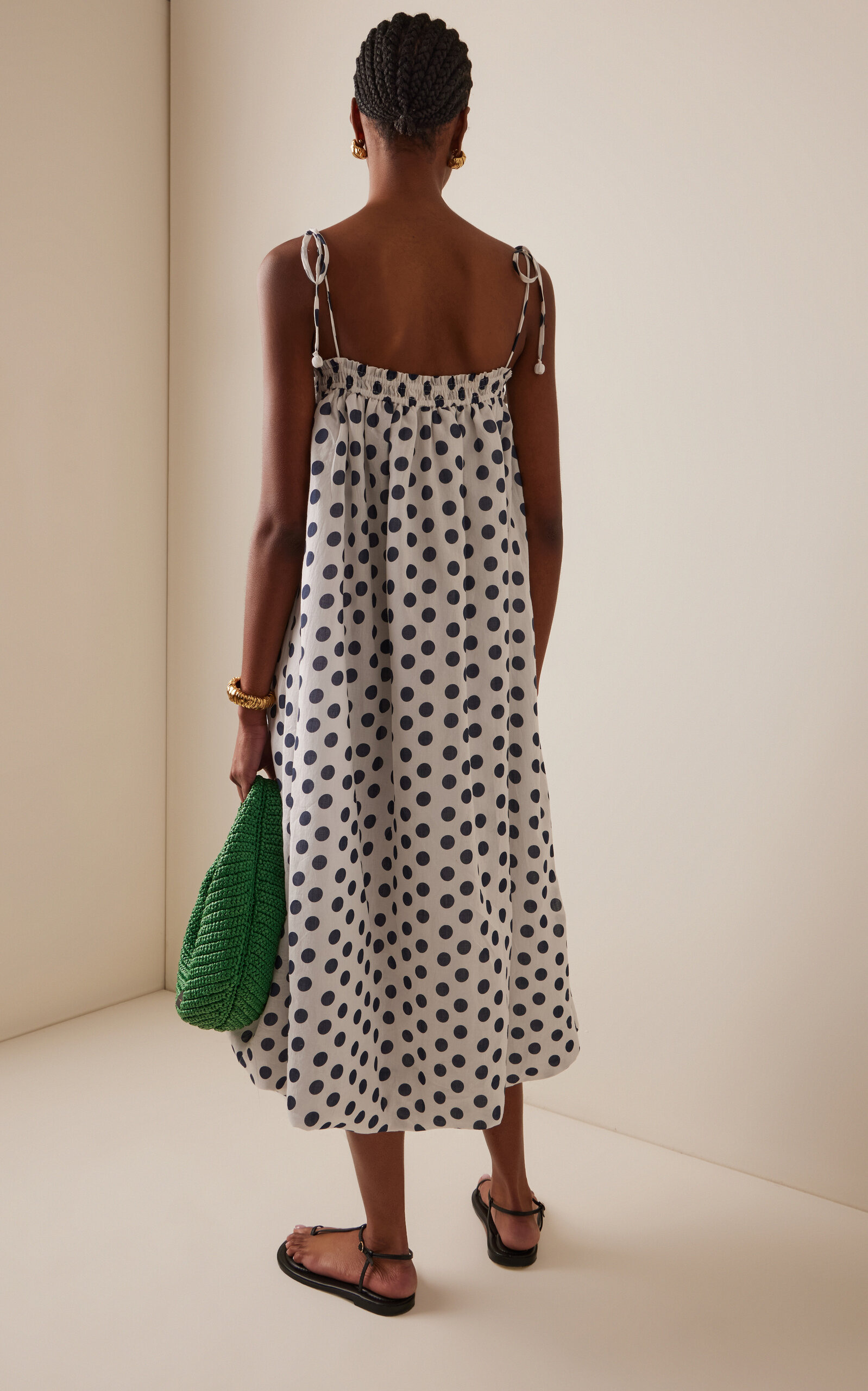 Paulina Polka-Dot Cotton Midi Bubble Coverup Dress black/white - 4