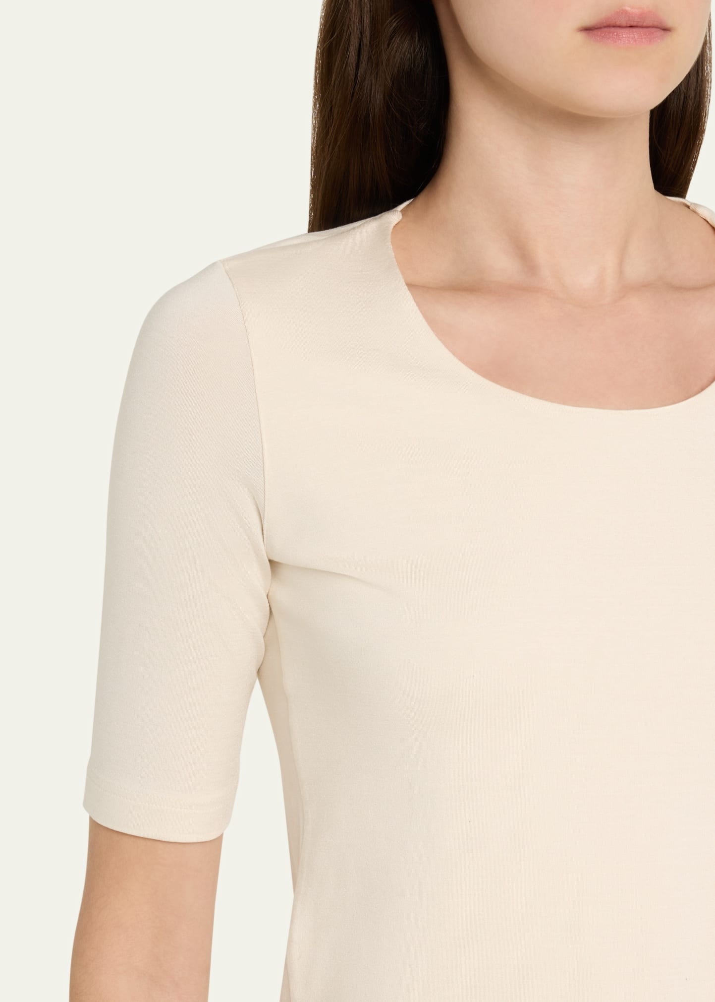 Scoop-Neck Silk Jersey T-Shirt - 5