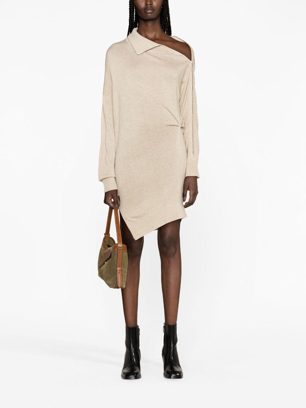 asymmetric-hem jumper dress - 2