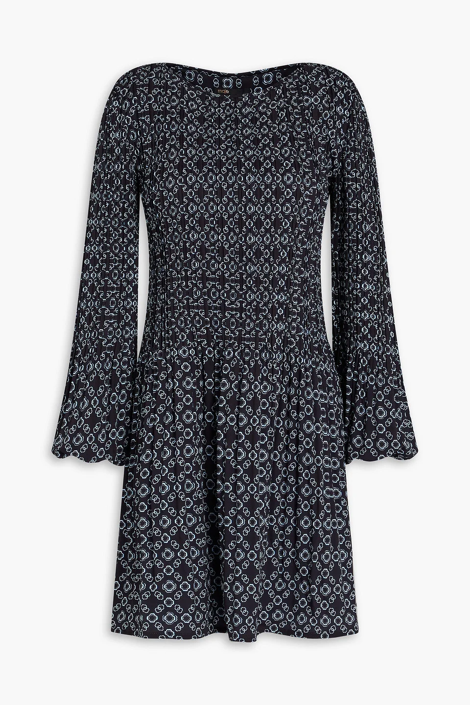 Printed plissé satin-twill mini dress - 1