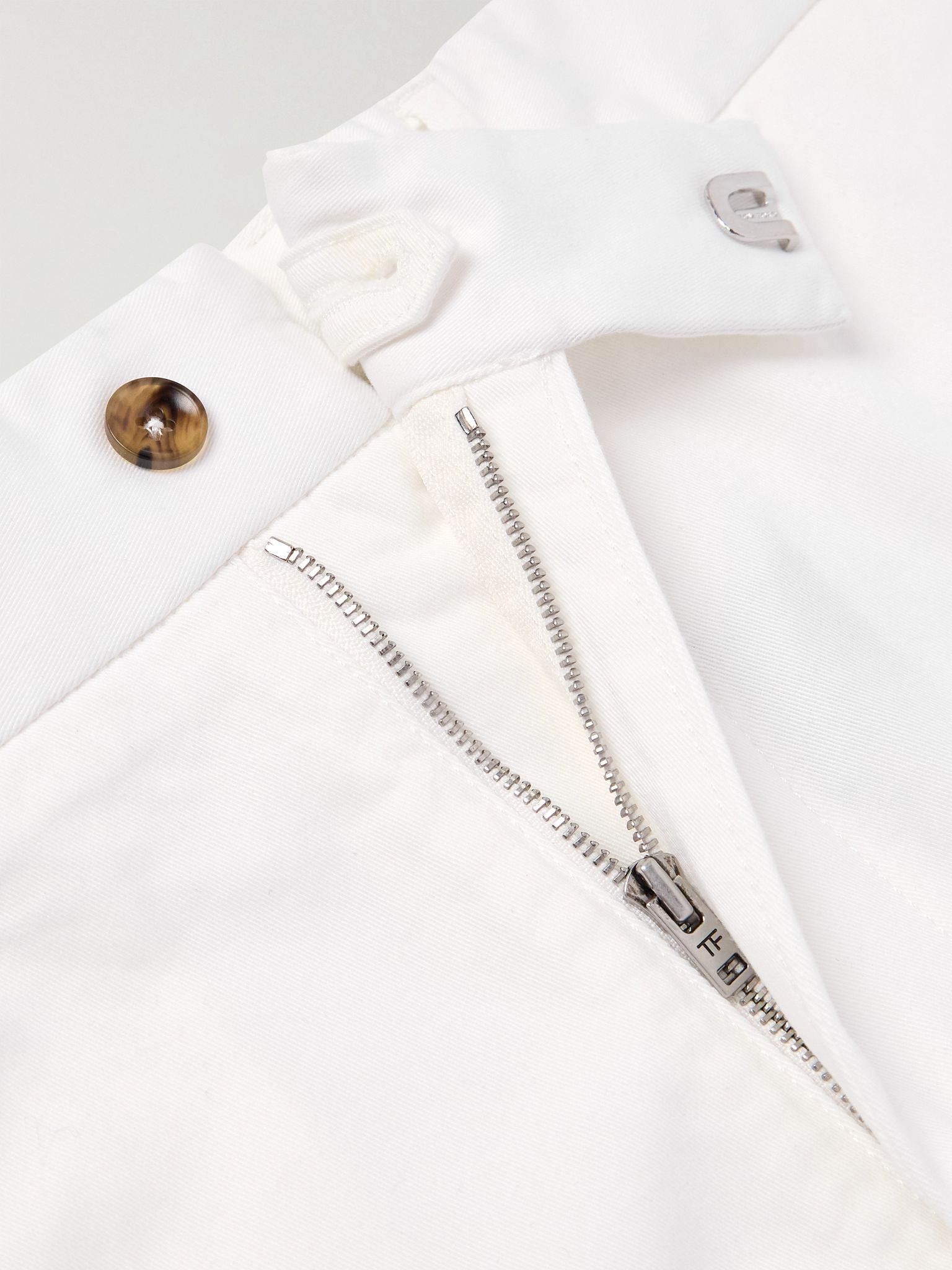 Straight-Leg Stretch-Cotton Twill Shorts White - 6