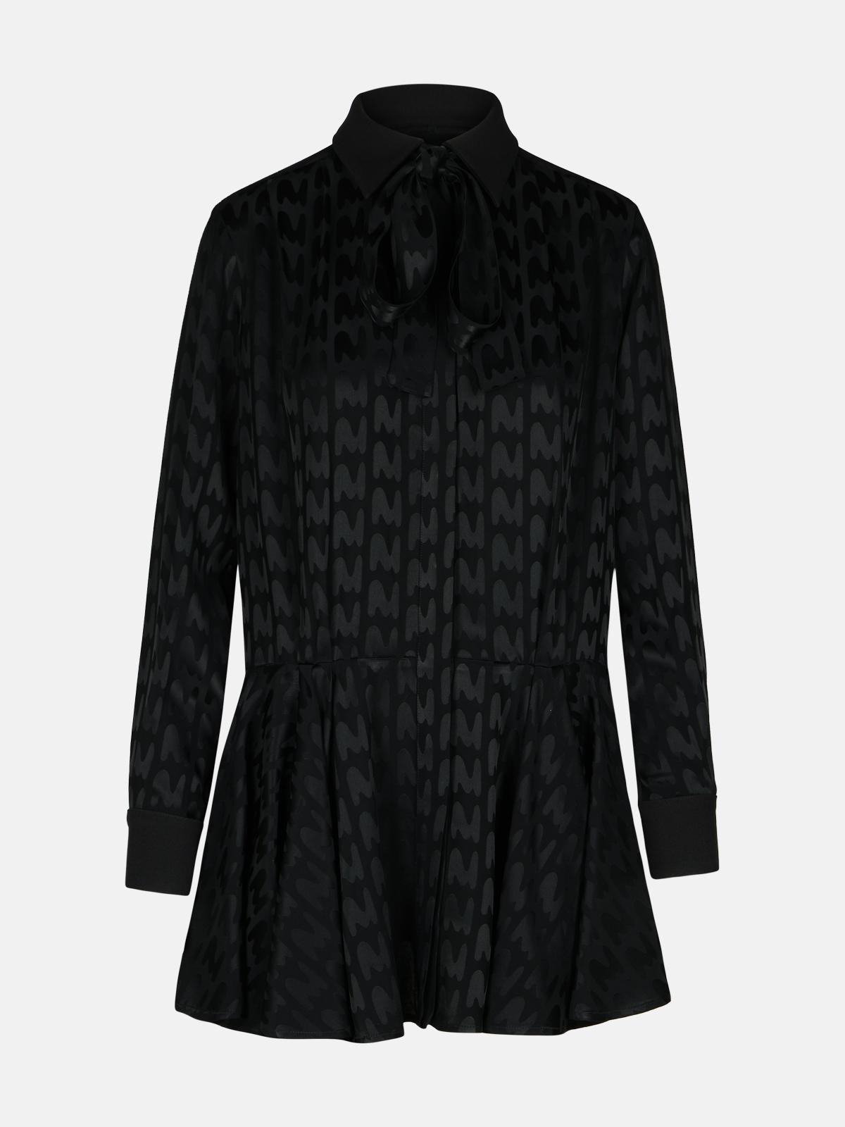 BLACK VISCOSE BLEND DRESS - 1