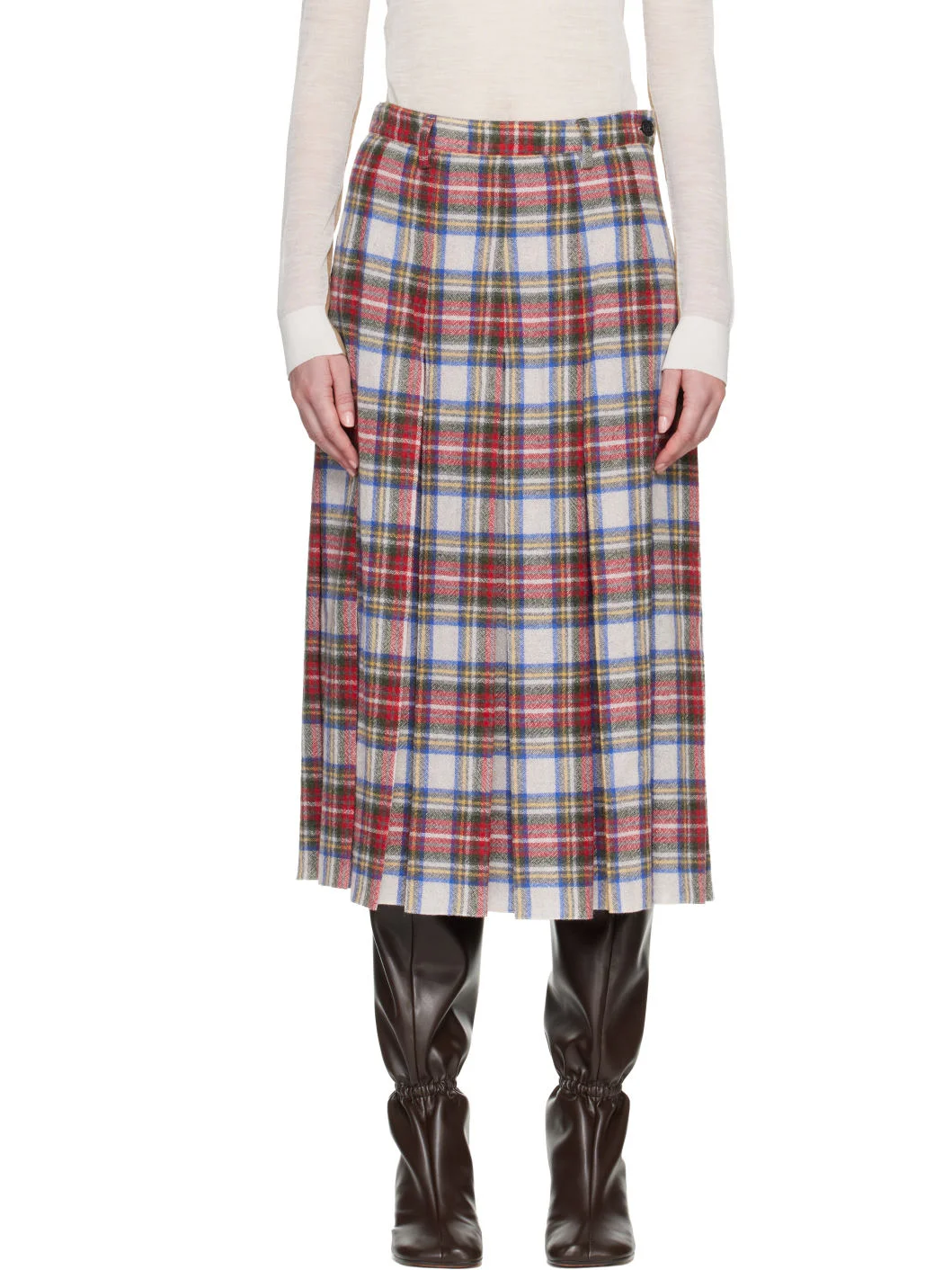 Multicolor Check Flannel Midi Skirt - 1