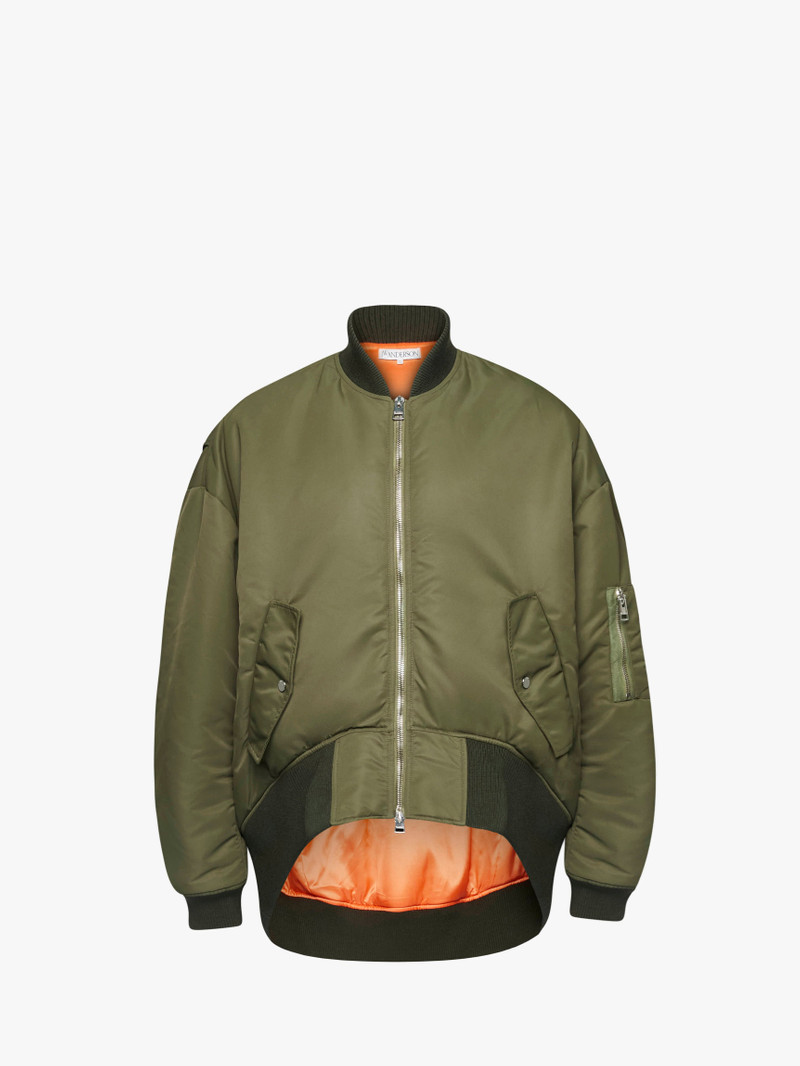 CURVED HEM OVERSIZED BOMBER JACKET - 1