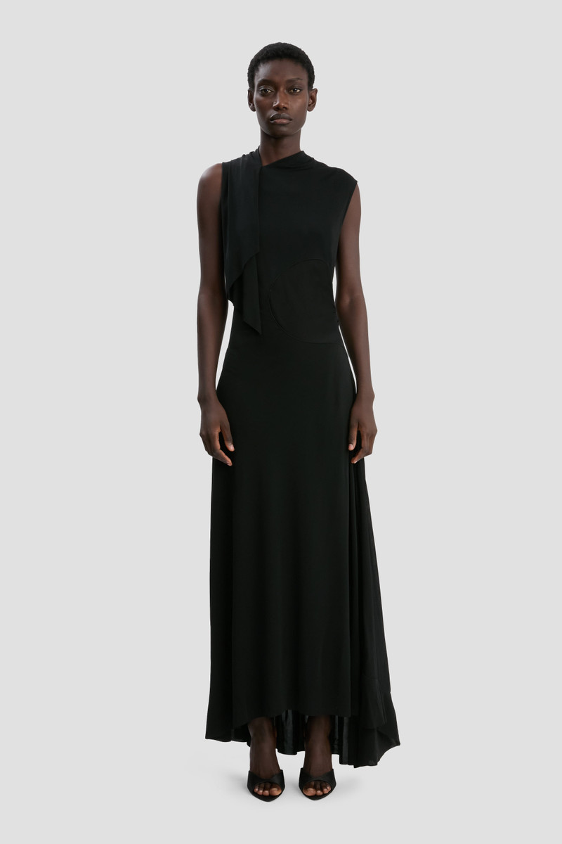 Victoria Beckham Sleeveless Draped Panel Dress In Black outlook